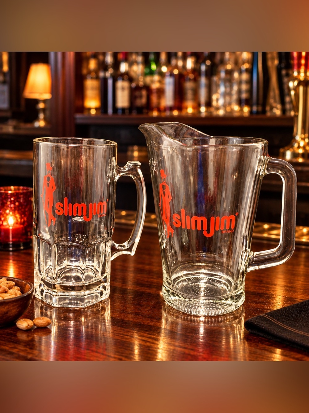 🔍 Slim Jim Heavy Glass Barware – Choice of (1) Mug or (1) Pitcher